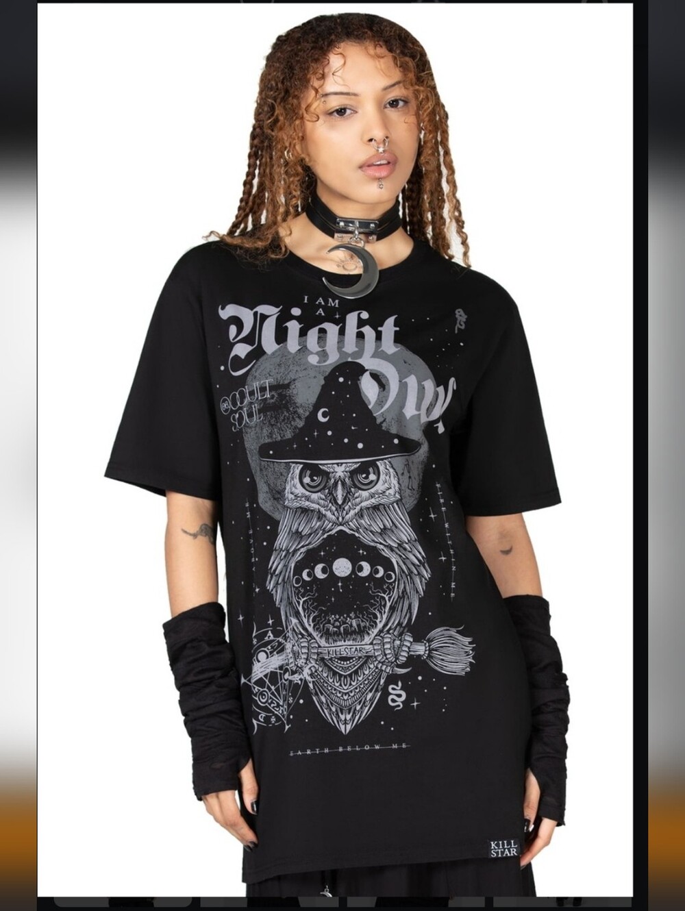 Killstar Black Graphic 'Night Owl' Short Sleeve Tee